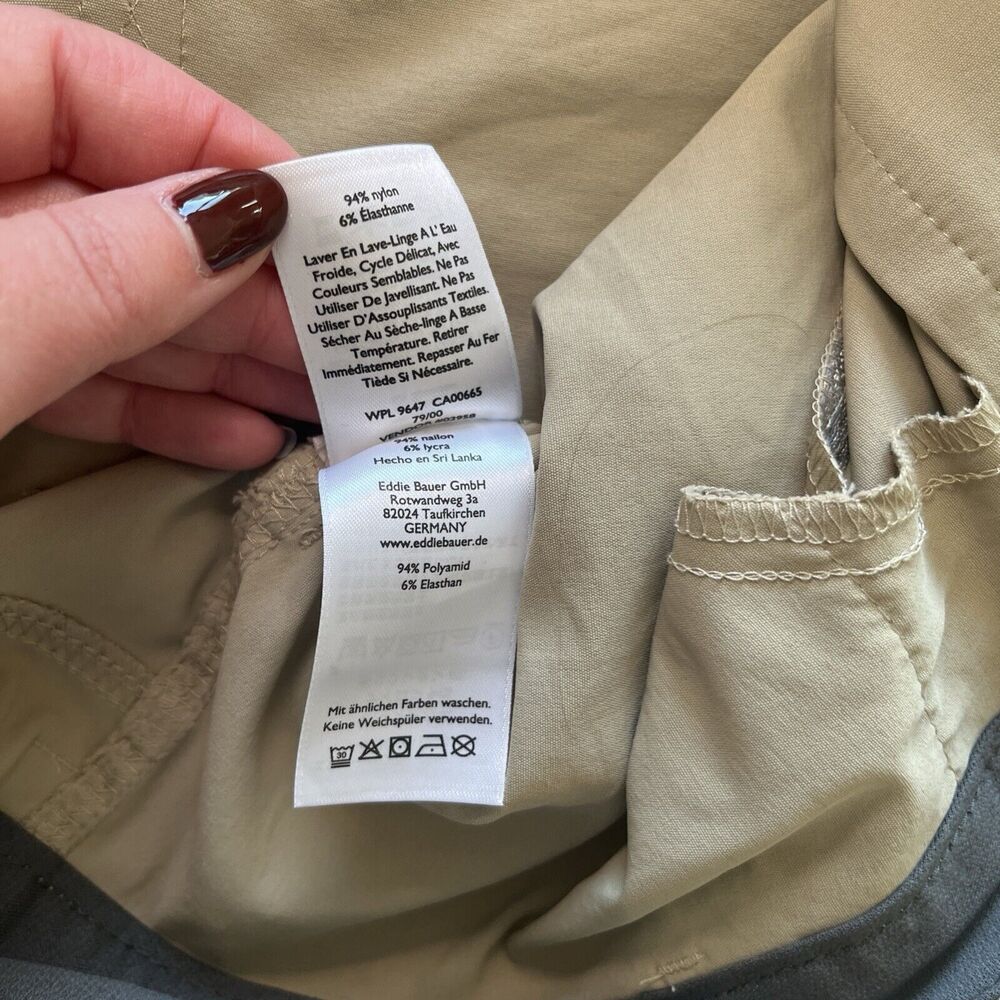 Eddie Bauer Pants 40x32 Beige Nylon Stretch Performance Mens Zip Cargo Pocket - Picture 5 of 11